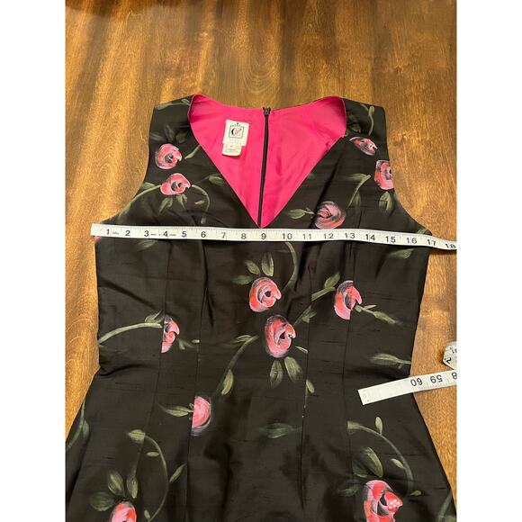 VINTAGE Corey Lynn Calter Women’s Silk Sleeveless Painted Floral Sheath Dress 6 - Picture 7 of 9